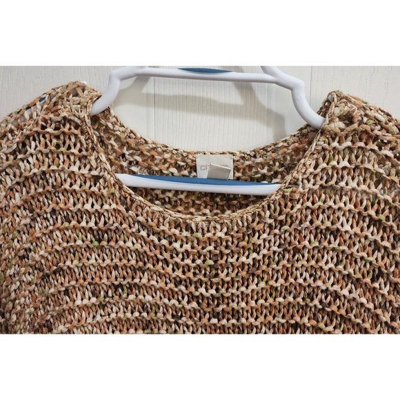 Chico's Women's Long Sleeve Long Sweater Top Open Chunky Knit Beige Size 1 (M) - Picture 2 of 8